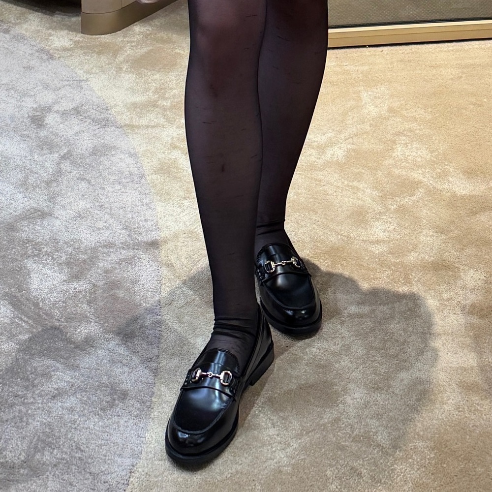 Black Loafers with Gold Accent - Picture 6 of 7